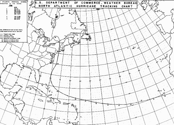 track of the 1938 Hurricane that flattened Horseneck, Smith Neck and Barneys Joy